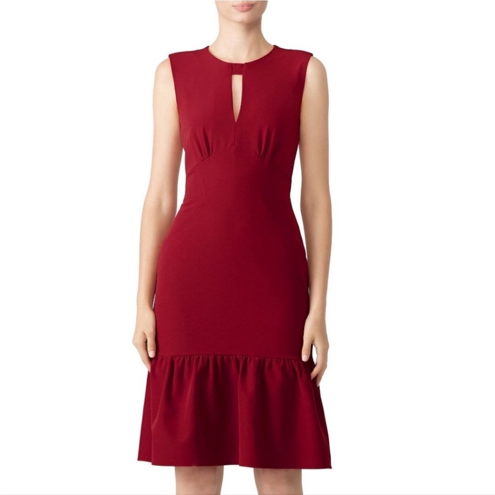 Milly Peyton Stretch Satin Flouncy Ruffle Sleeveless Sheath Mini Dress Red 6